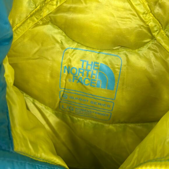 Women's Blue Yellow The North Face Summit Series 900 Goose Down Puffer Vest Sz L - Picture 3 of 9